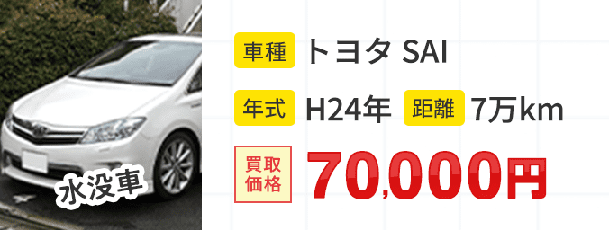 トヨタ SAI水没車の買取価格70,000円